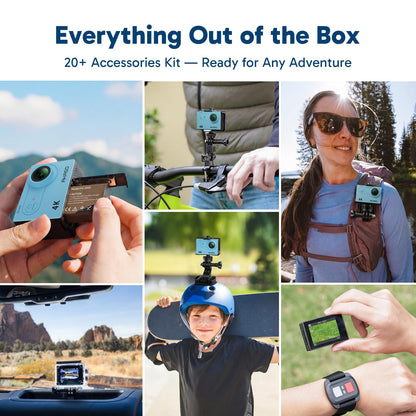 AKASO EK7000 4K30FPS 20MP WiFi Action Camera with EIS Ultra HD 131FT Waterproof Underwater Camera Remote Control 4X Zoom Support External Microphone