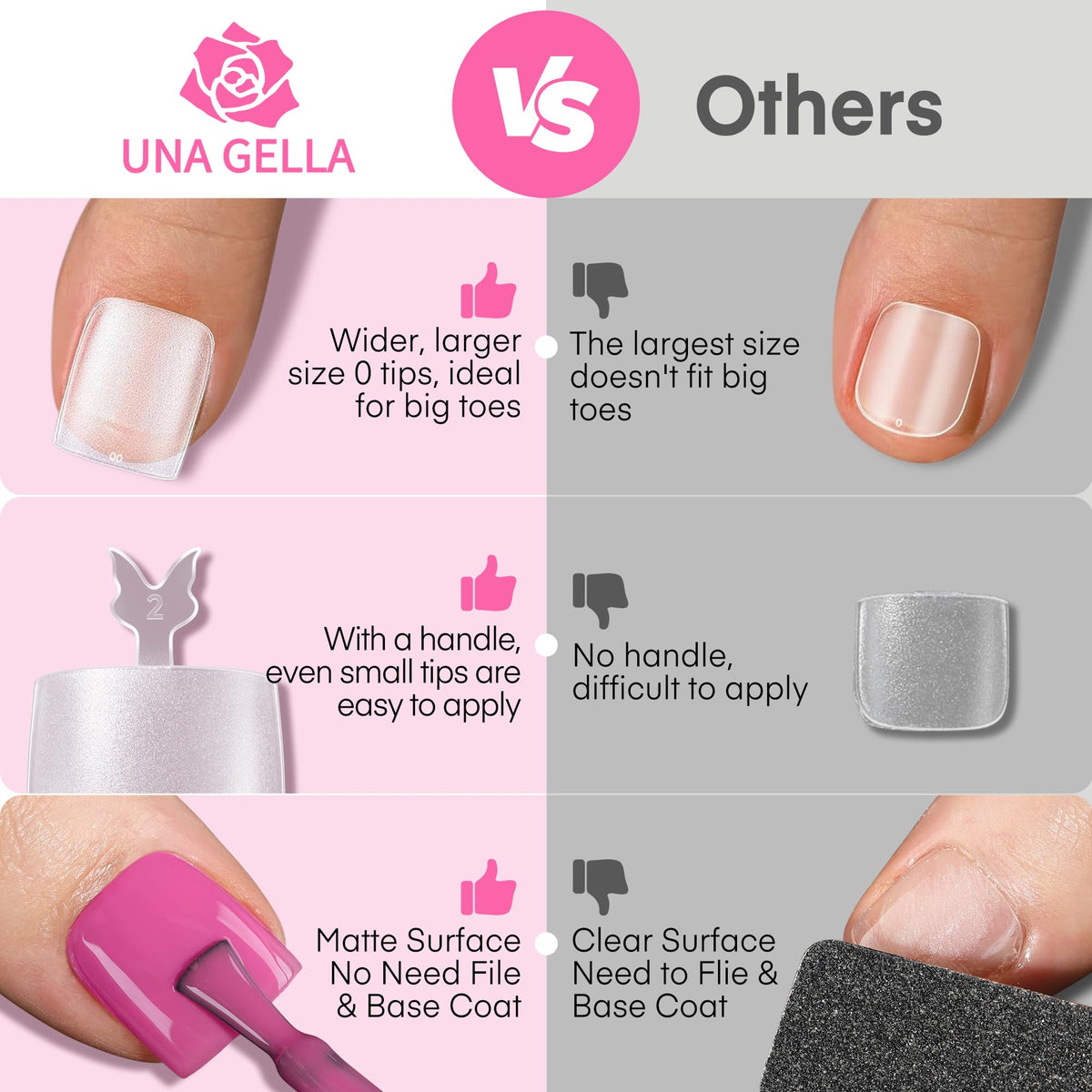 UNA GELLA Short Sharp Square Nail Tips 504pcs X-Soft Flat Square Nails