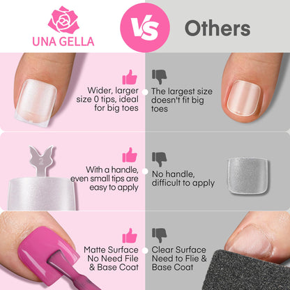 UNA GELLA Short Sharp Square Nail Tips 504pcs X-Soft Flat Square Nails