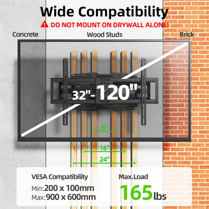 USX Mount Full Motion TV Wall Mount for 42-90 inch TV Holds up to 132lbs