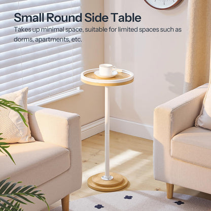 HOOBRO Small Round Side Table, Drink Table, Coffee Martini Table with Pedestal Accent for Small Spaces in Living Room, Bedroom, Sofa Couch, Rustic Brown BF168BZ01