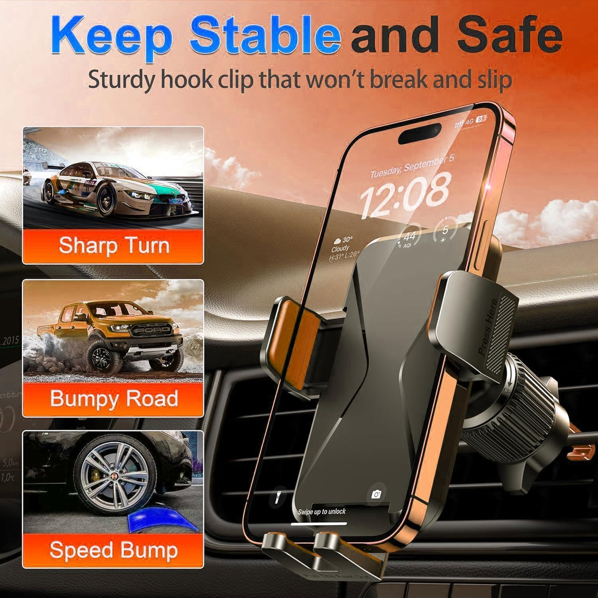 Qifutan Dash Mounted Holders Phone Holders for Your Car Phone Mount for Car Windshield Dashboard Air Vent Universal Pads Mats Mounts Hands Free Automobile Cell Phone Holder Fit for iPhone Smartphone