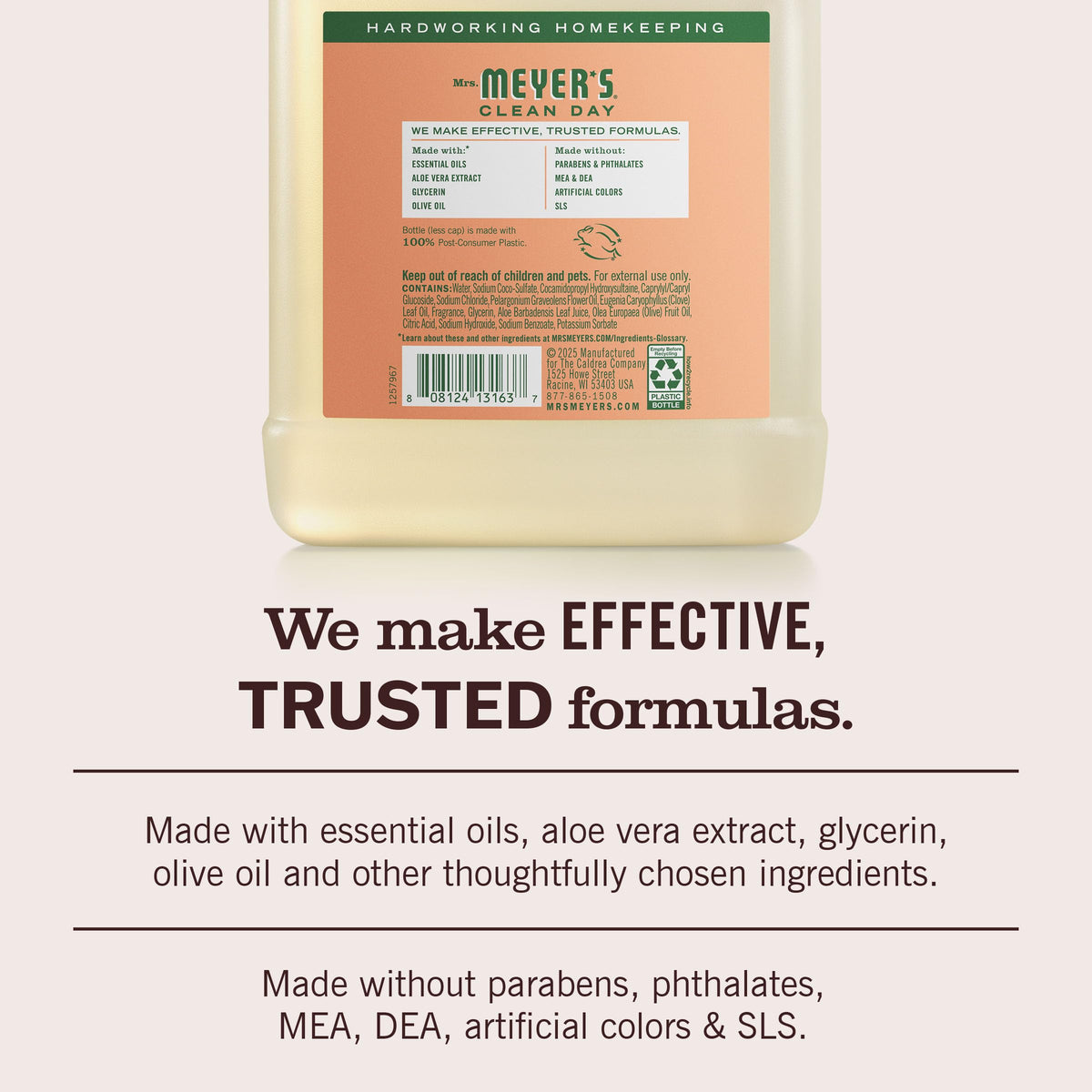MRS. MEYER'S CLEAN DAY Hand Soap Refill, Lemon Verbena Scent, 33 Fl Oz Bottle