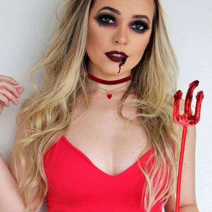 Halloween Heart Necklace for Women Vampire Raven Choker Necklace