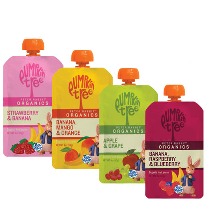 Pumpkin Tree Peter Rabbit Organics, Banana, Mango, and Kale, 4 Squeeze Pouch, Mango, Broccoli & Kale, 4.4 Ounce (Pack of 10)