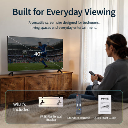 HYE 43" LED Smart TV - 4K Ultra HD, Samsung Tizen OS & Gaming Hub, Black