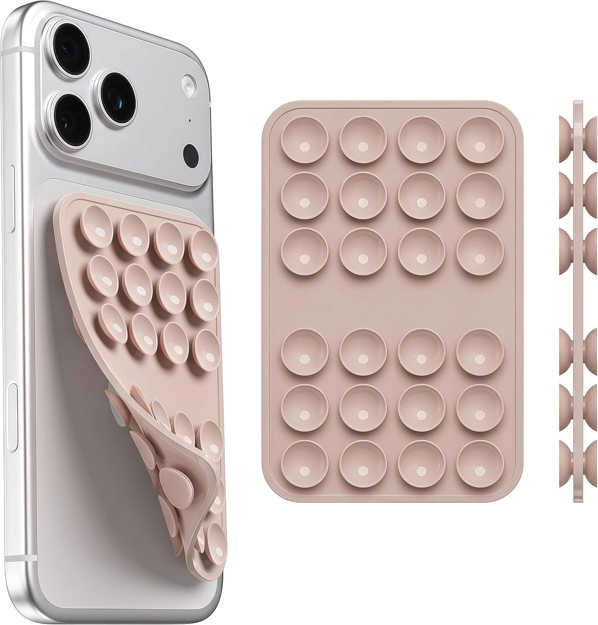 Upgraded Double Sided Silicone Suction Phone Case Detachable Mount, White