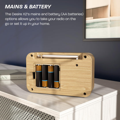DAB/DAB+ & FM Portable Digital Radio | Simple Controls | Dual Alarms & Sleep Timer | Battery & Mains Powered (4x”AA”) | Bluetooth | Perfect for Home, Office or Outdoors | AZATOM Desire X2 (Black)