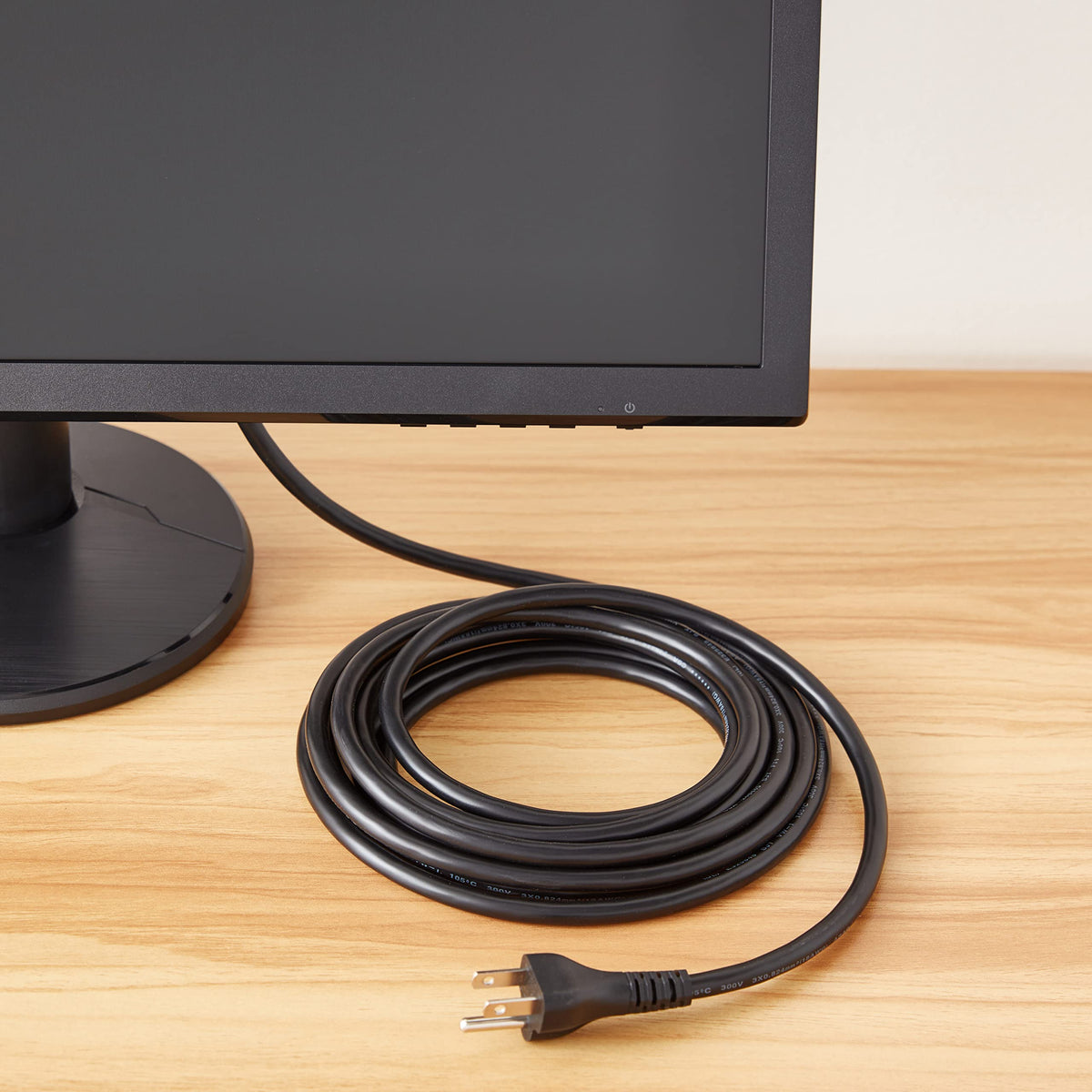 Amazon Basics Replacement Power Cord for Computer, Monitor, TV, Printer, PC, 3 Prong, 18 AWG, 125 Volts, 10 Feet, Black