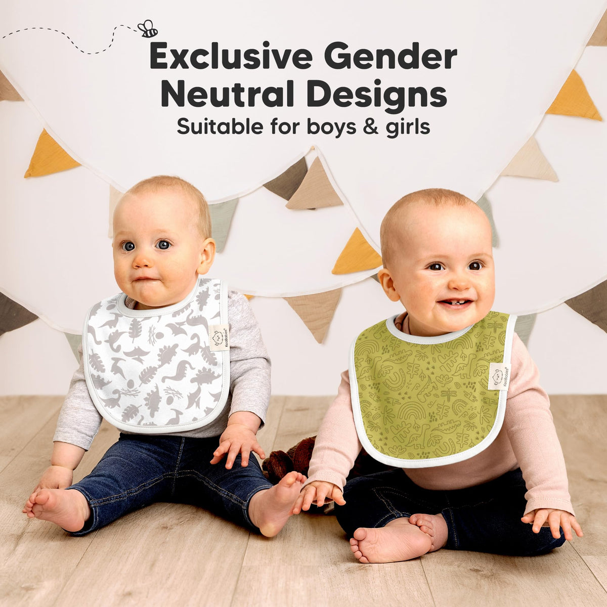 KeaBabies 8-Pack Organic Baby Bibs for Drooling and Teething (Sweet Charm)