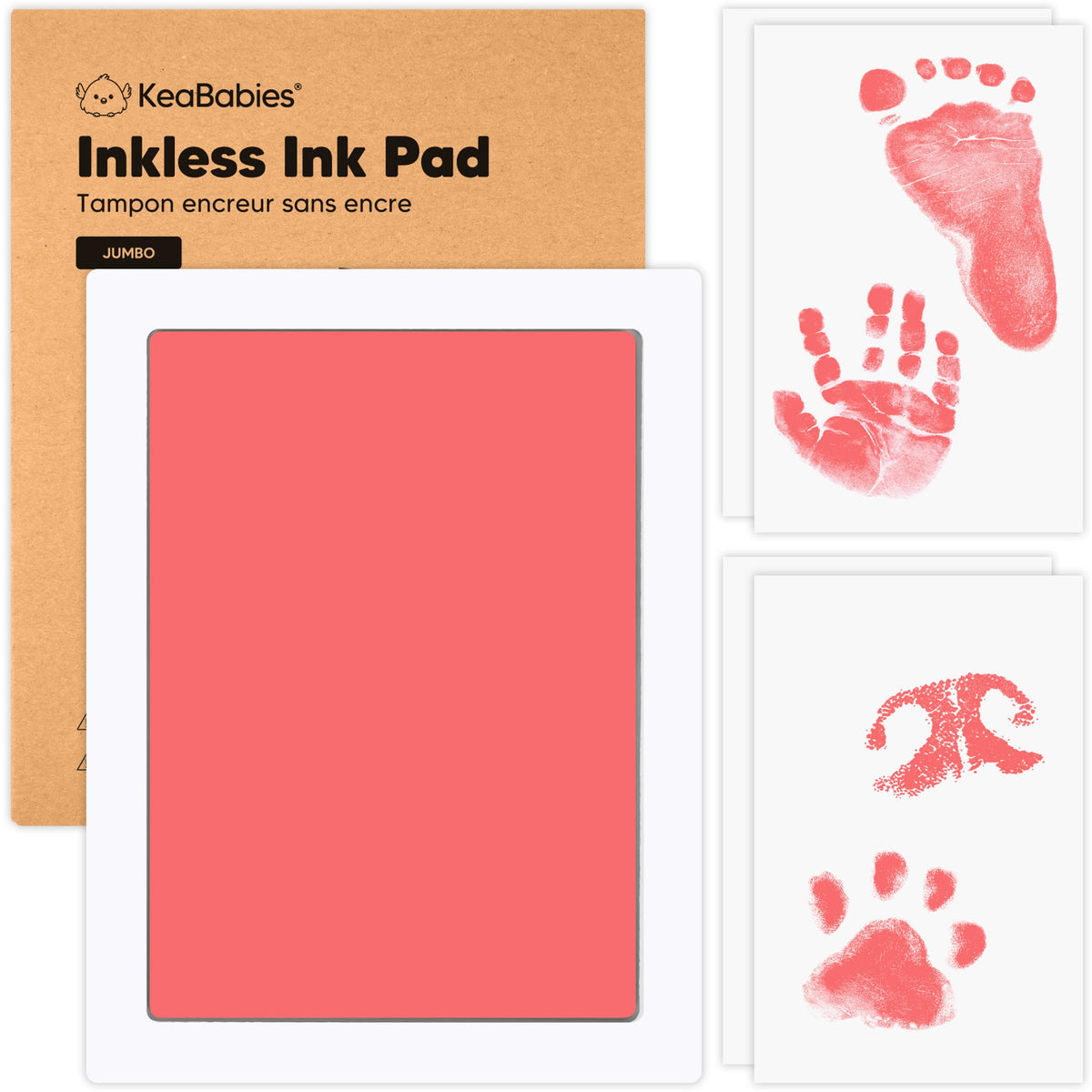 4pk Inkless Baby Hand and Footprint Kit, Mess Free Ink Pads (Jet Black, R)