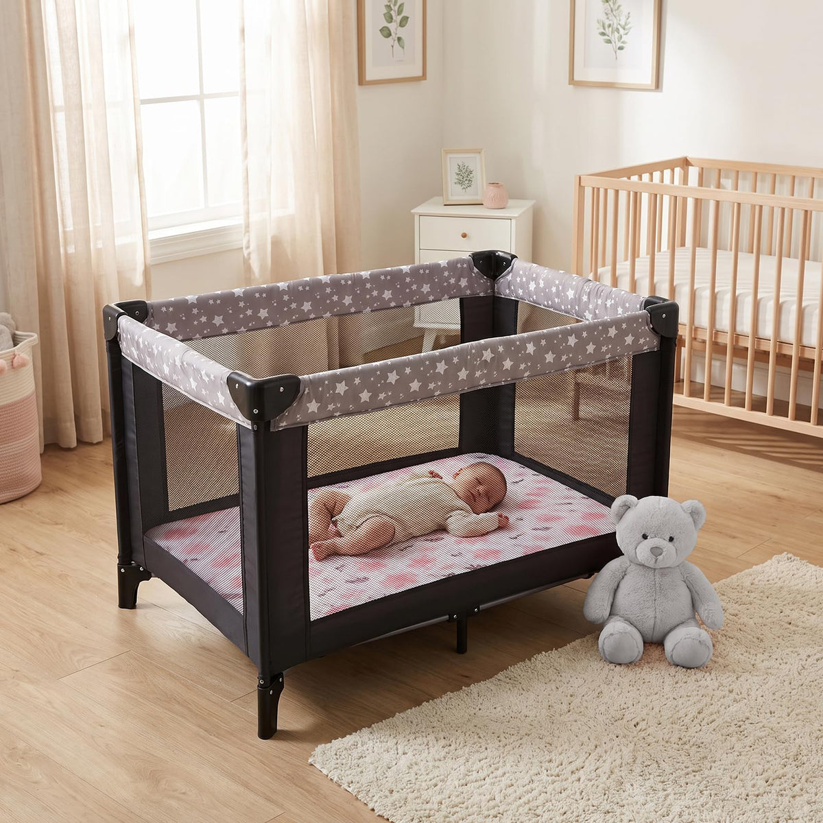 GUNTAIL Baby Crib Sheets for Boys Girls, 2 Pack Fitted Crib Sheet for Standard Crib and Toddler Mattress, Soft Microfiber Baby Sheet 52x28x8in. (Love & Pink)