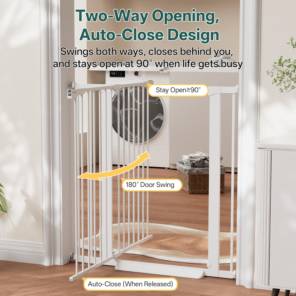 InnoTruth 27-36.6 in Wide Baby Gate for Stairs and Doorways, Black