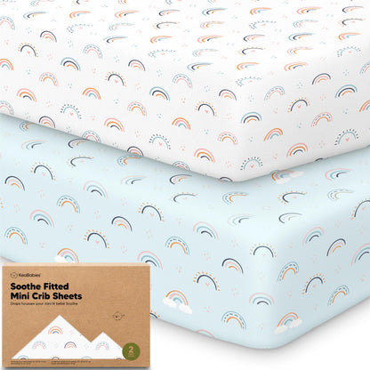 2pk Mini Crib Sheets Fitted 38x26 Pack N Play Mattress Sheet (Bumble Bear)