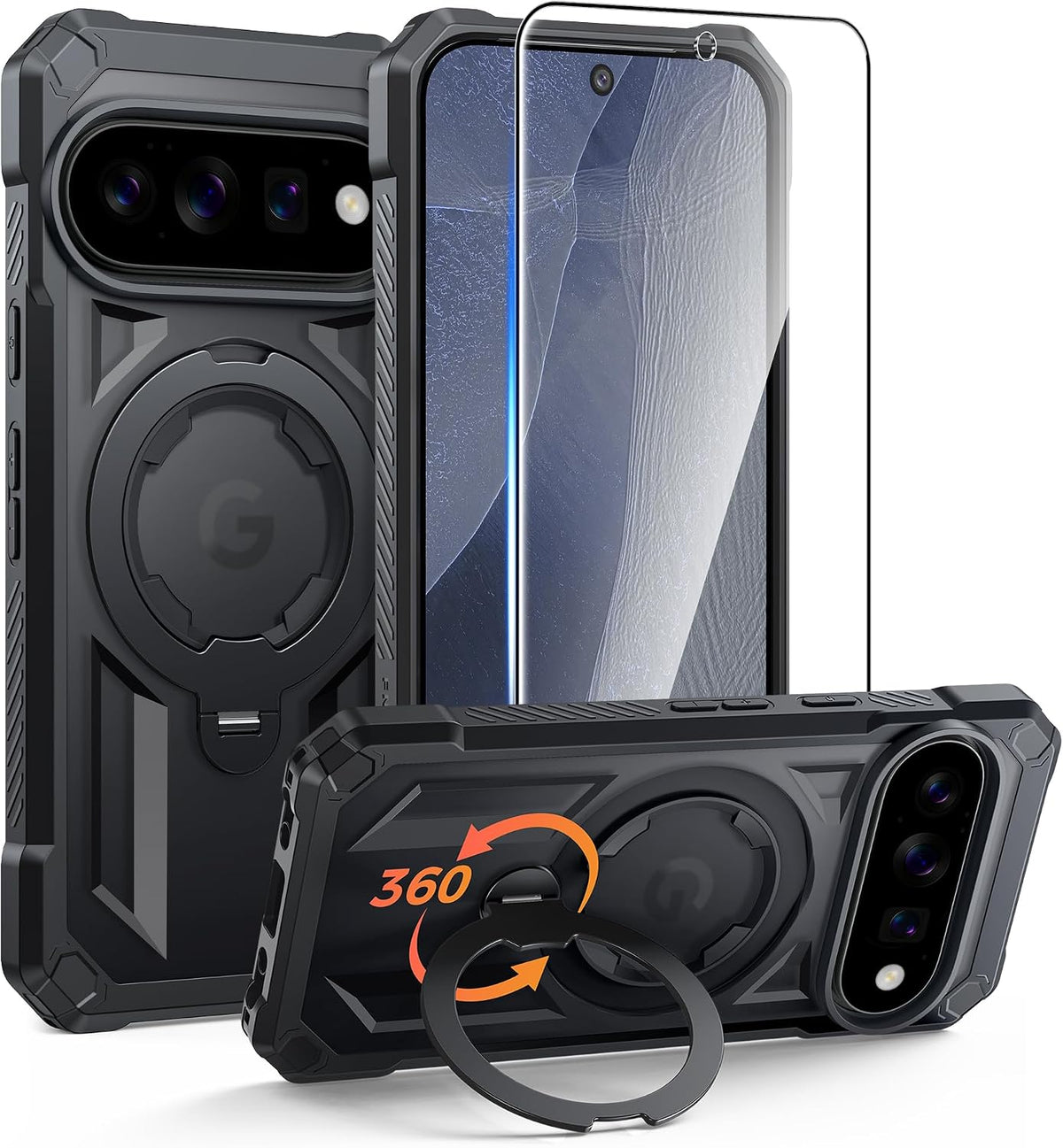 FNTCASE for iPhone 17 Case with 360 Spin Magnetic Stand