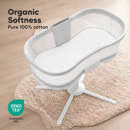 2pk Organic Baby Bassinet Sheets Boys, Girls, Fitted Sheet (Soft White)