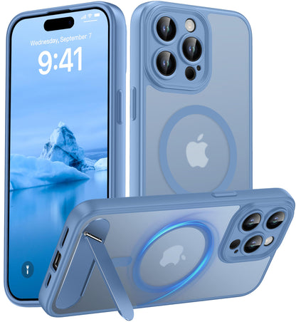 Magnetic Compatible with iPhone 16 Case, [Built-in Kickstand][Full Camera Protection][Compatible with MagSafe][Anti-Fingerprint] Shockproof Phone Case for iPhone 16 6.1",Brown