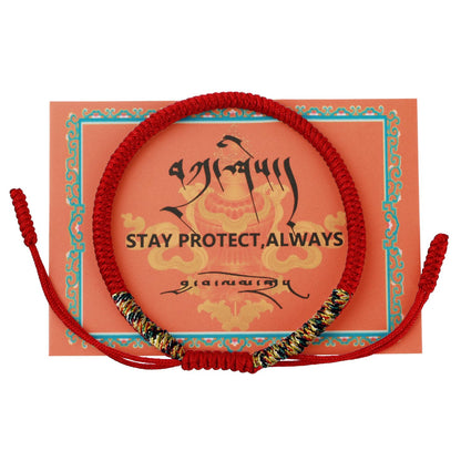 Authentic blessed Tibetan monks handmade Dorje Knot protection bracelet for women and men with a talisman