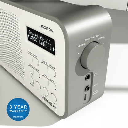 DAB/DAB+ & FM Portable Digital Radio | Simple Controls | Dual Alarms & Sleep Timer | Battery & Mains Powered (4x”AA”) | Bluetooth | Perfect for Home, Office or Outdoors | AZATOM Desire X2 (Black)
