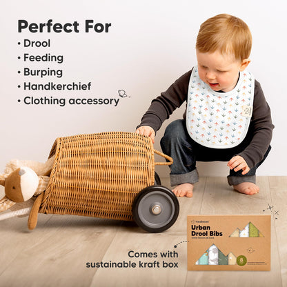 KeaBabies 8-Pack Organic Baby Bibs for Drooling and Teething (Sweet Charm)