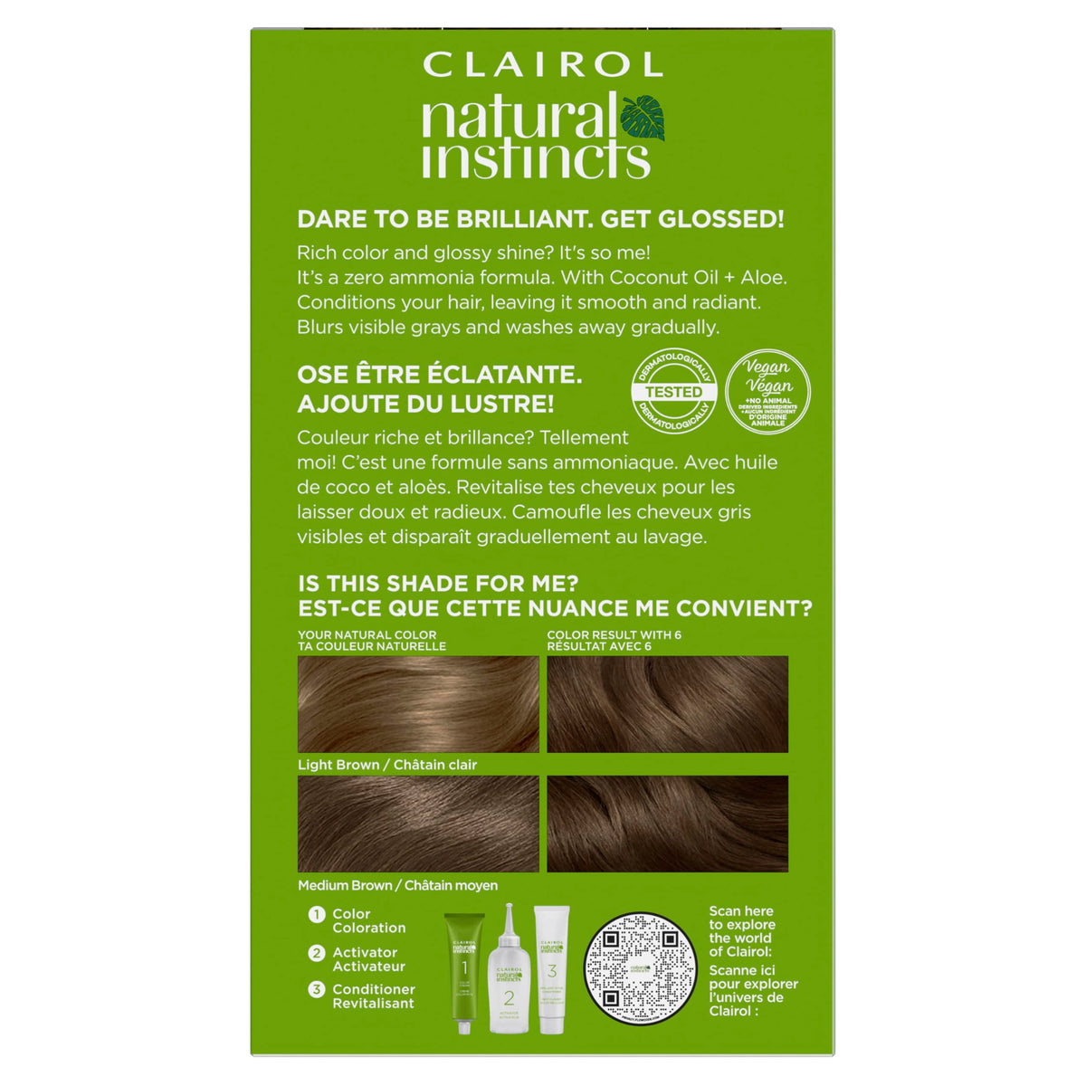 Clairol Natural Instincts Demi-Permanent Hair Dye, 4 Dark Brown | 1 Pack