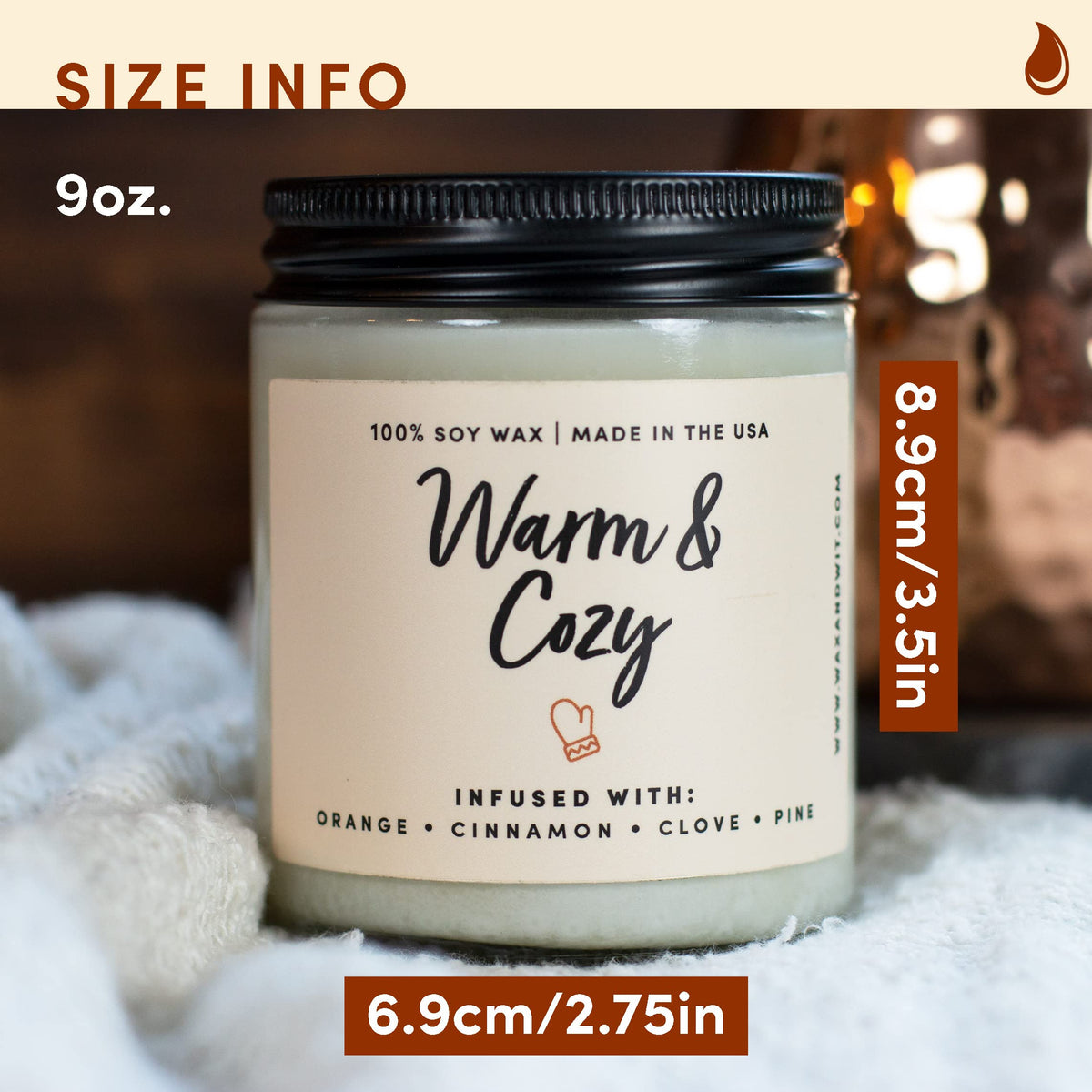 Wax & Wit Fall Candles for Home Scented – Apple, Cinnamon, Clove, Orange – Perfect Home Décor Gifts for Autumn, Holiday, Christmas, Winter - 9oz, Soy Wax, 50 Hour Burn