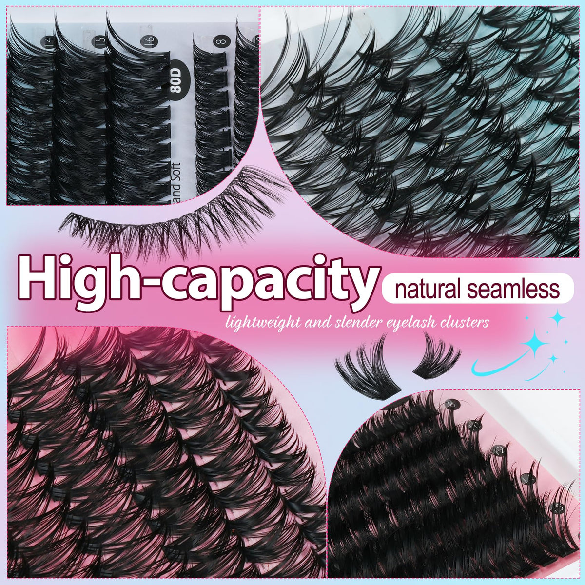Lash Clusters Wispy 60D Eyelash Clusters 10-18mm Fluff Cluster Eyelash Extensions D Curl No Plastic Feel Individual Lashes Extension 240 Pcs Versatile False Eyelashes Clusters