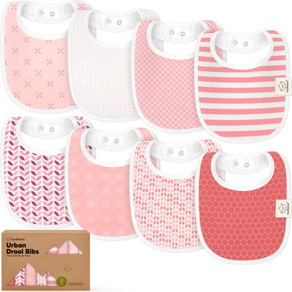 KeaBabies 8-Pack Organic Baby Bibs for Drooling and Teething (Sweet Charm)