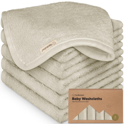 6-Pack Baby Washcloths, Soft Absorbent Washcloths for Face, Body (White)