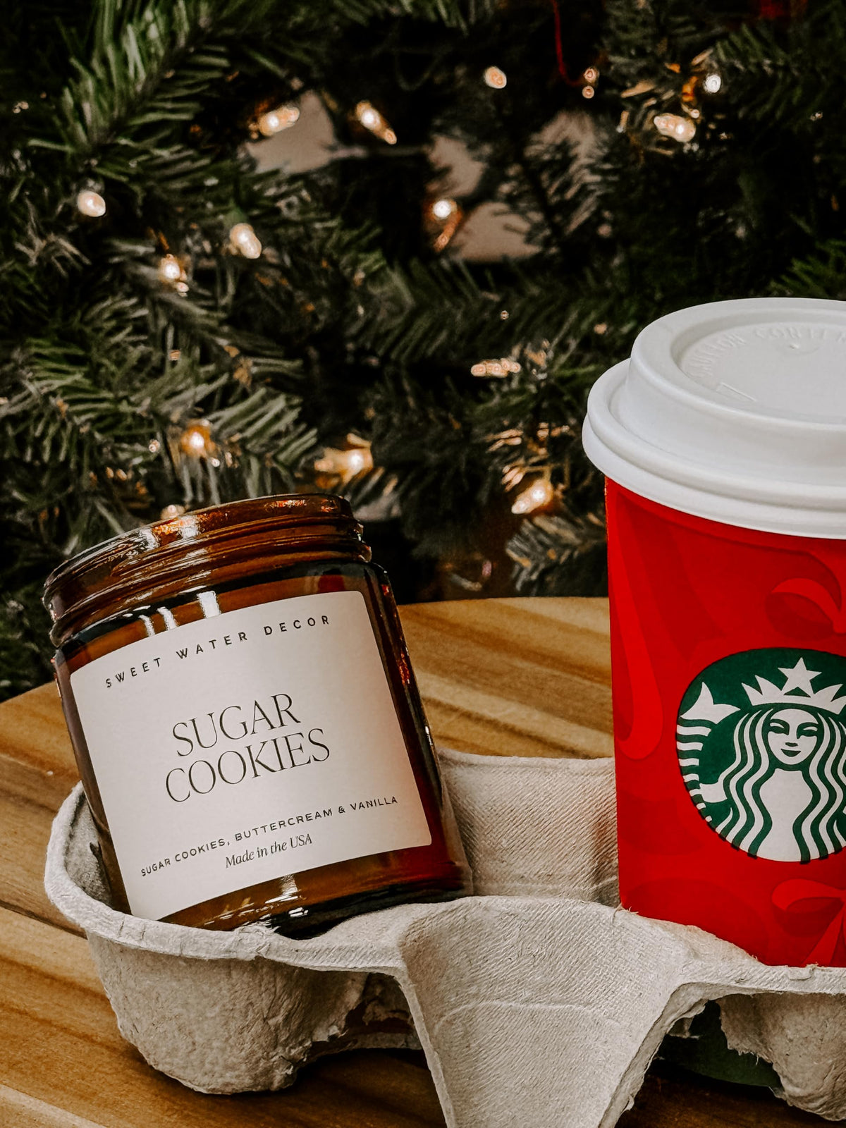 Sweet Water Decor Fraser Fir Candle, 9oz Amber Glass Jar, Winter Scent