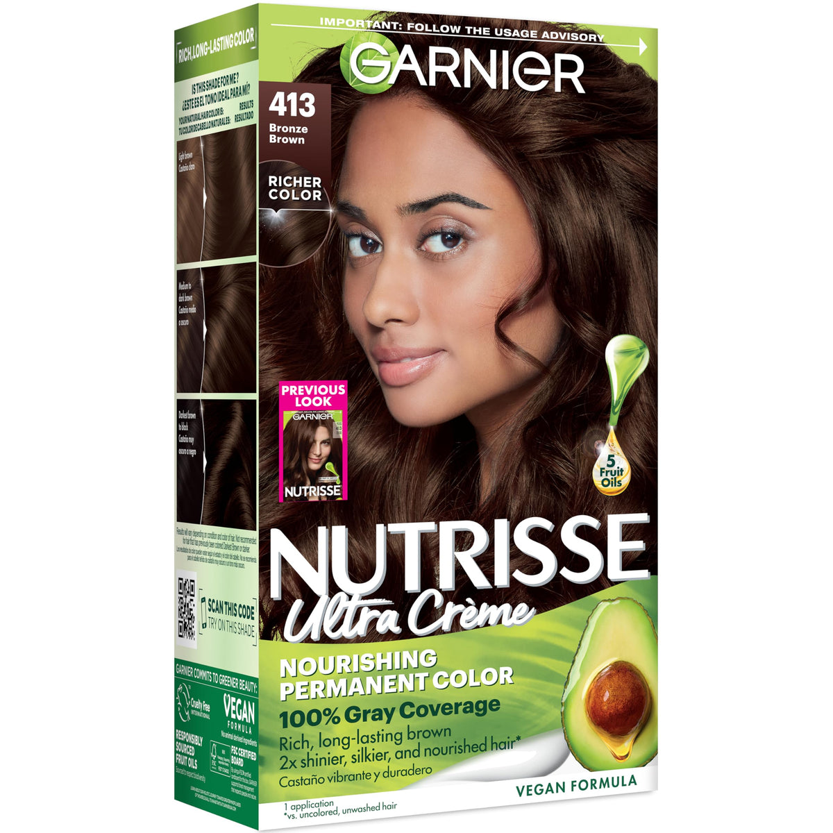 Garnier Nutrisse Ultra Crème Hair Color, 33 Darkest Golden Brown, 1 Count