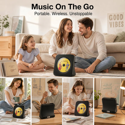 Gueray CD Player Portable Bluetooth Desktop CD Player for Home (Black)