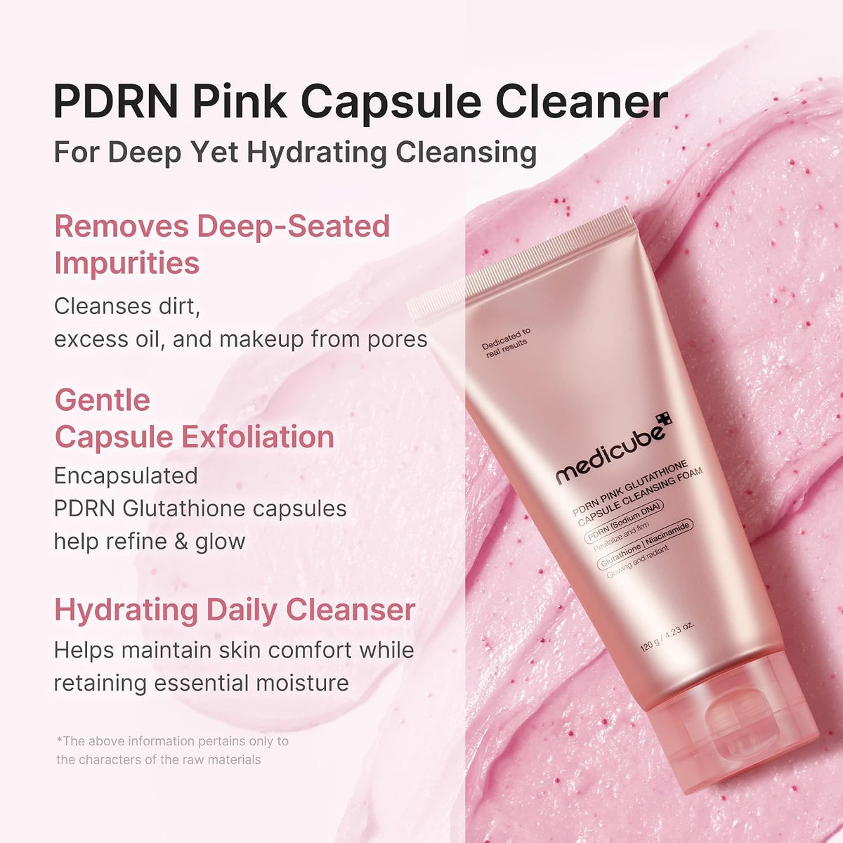 medicube Facial Cleanser PDRN Pink Glutathione Capsule Foam Cleanser