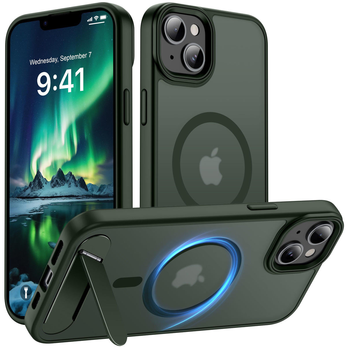 Magnetic Compatible with iPhone 16 Case, [Built-in Kickstand][Full Camera Protection][Compatible with MagSafe][Anti-Fingerprint] Shockproof Phone Case for iPhone 16 6.1",Brown