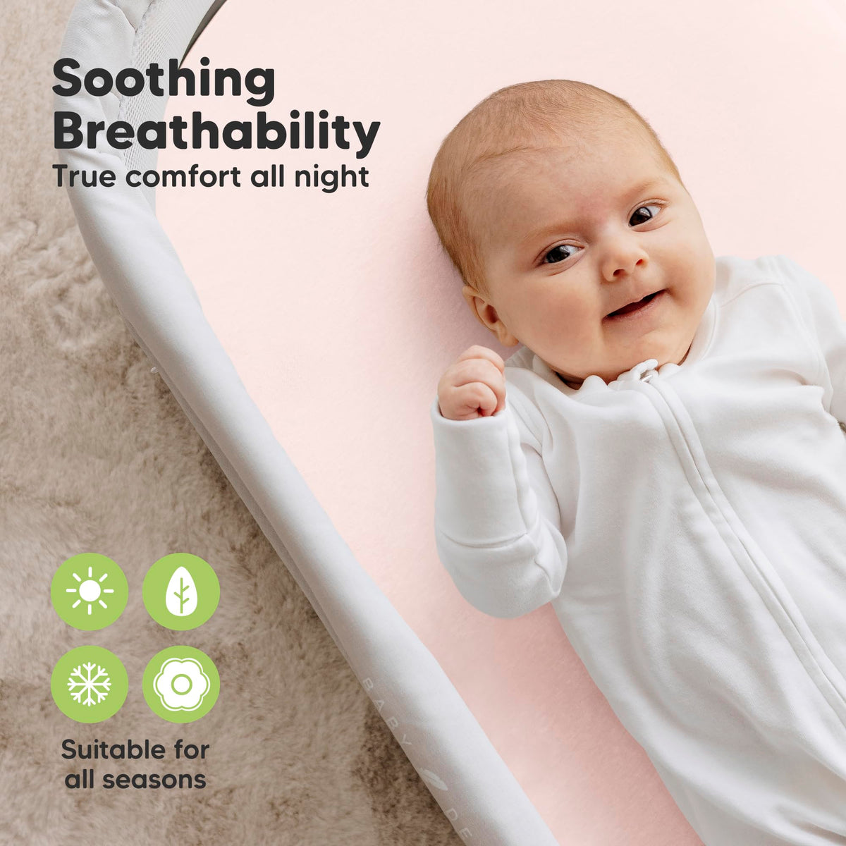 2pk Organic Baby Bassinet Sheets Boys, Girls, Fitted Sheet (Soft White)