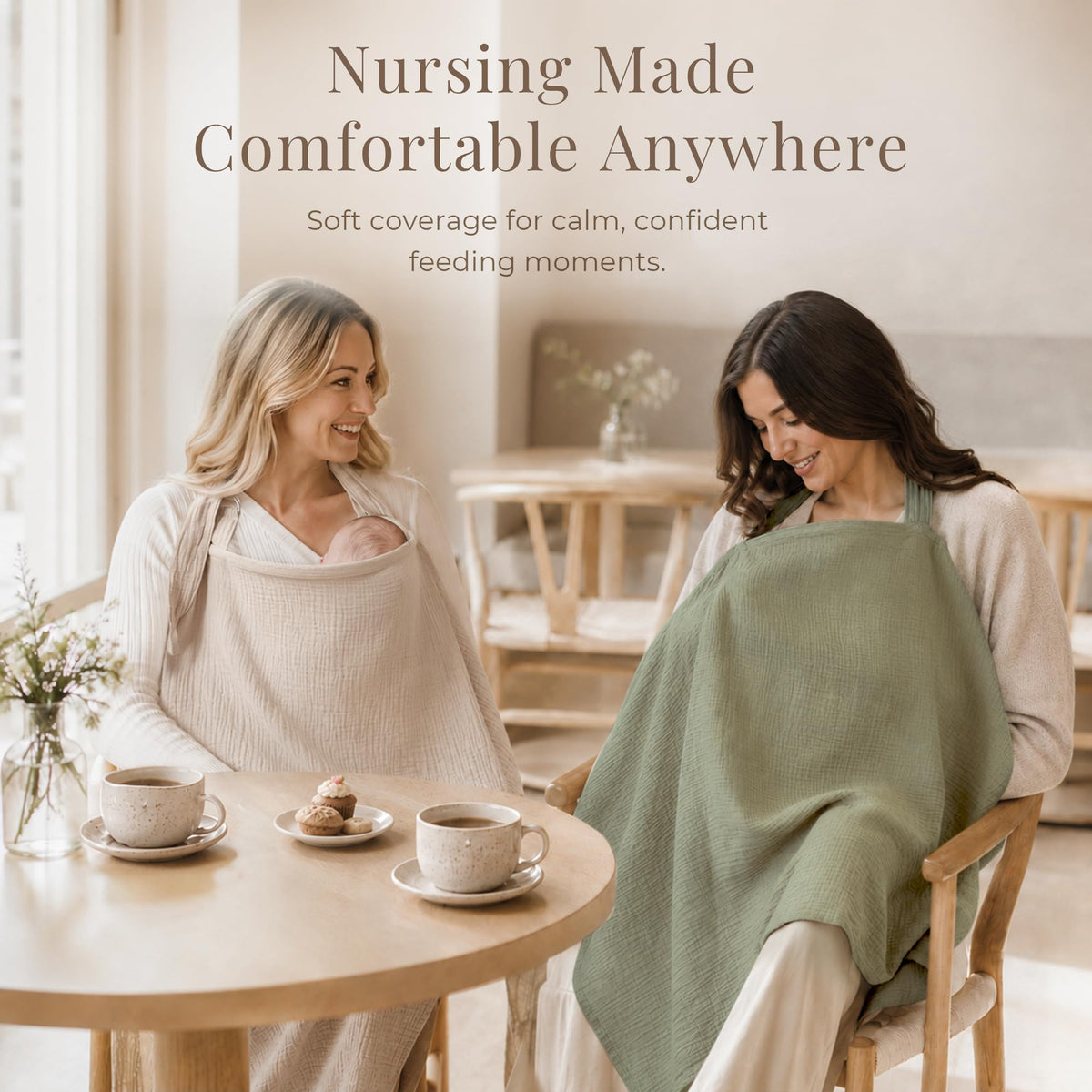 Konssy Muslin Nursing Cover Up for Breastfeeding with Rigid Hoop