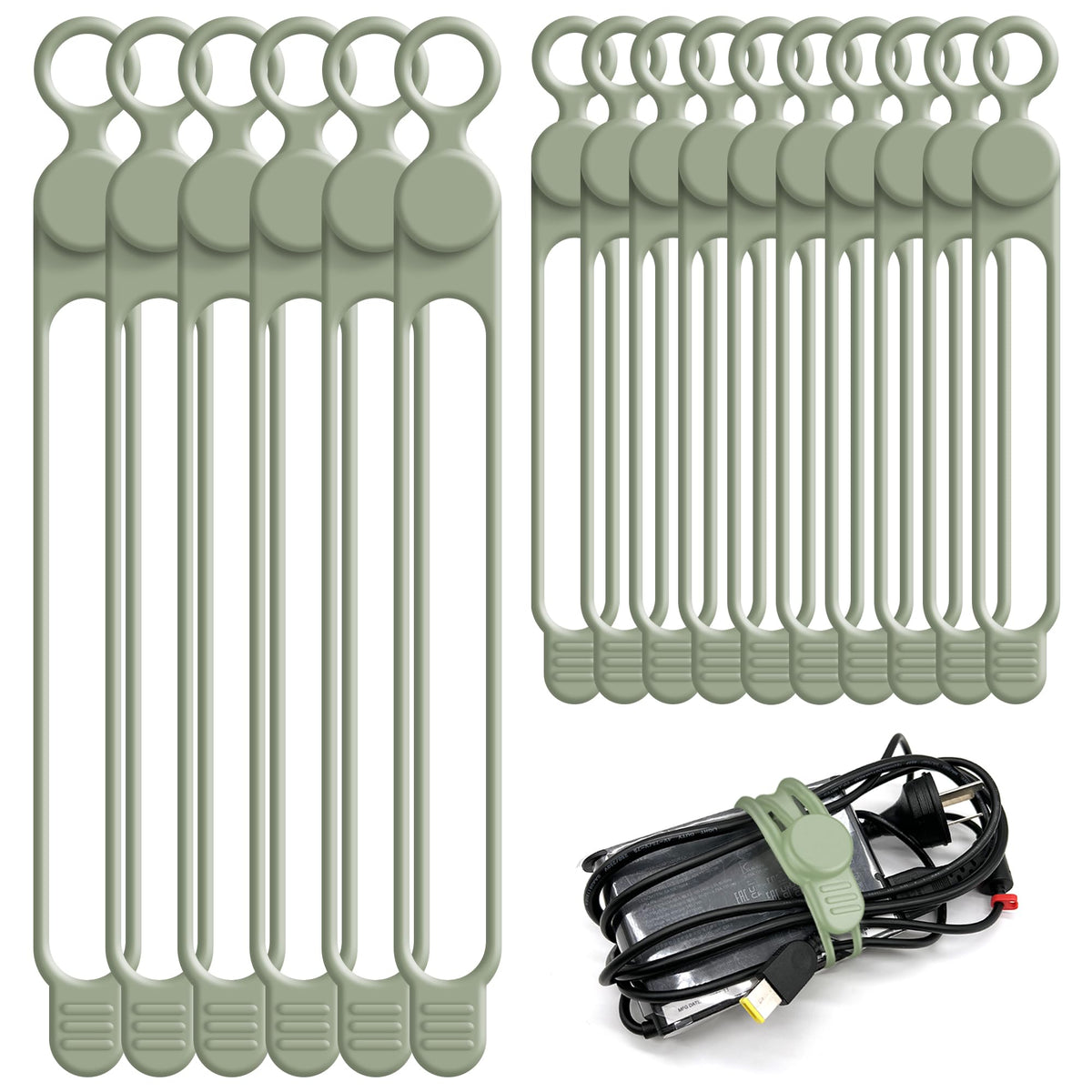 Silicone Cable Ties, Cord Organizer Cable Management,2Sizes-Grey