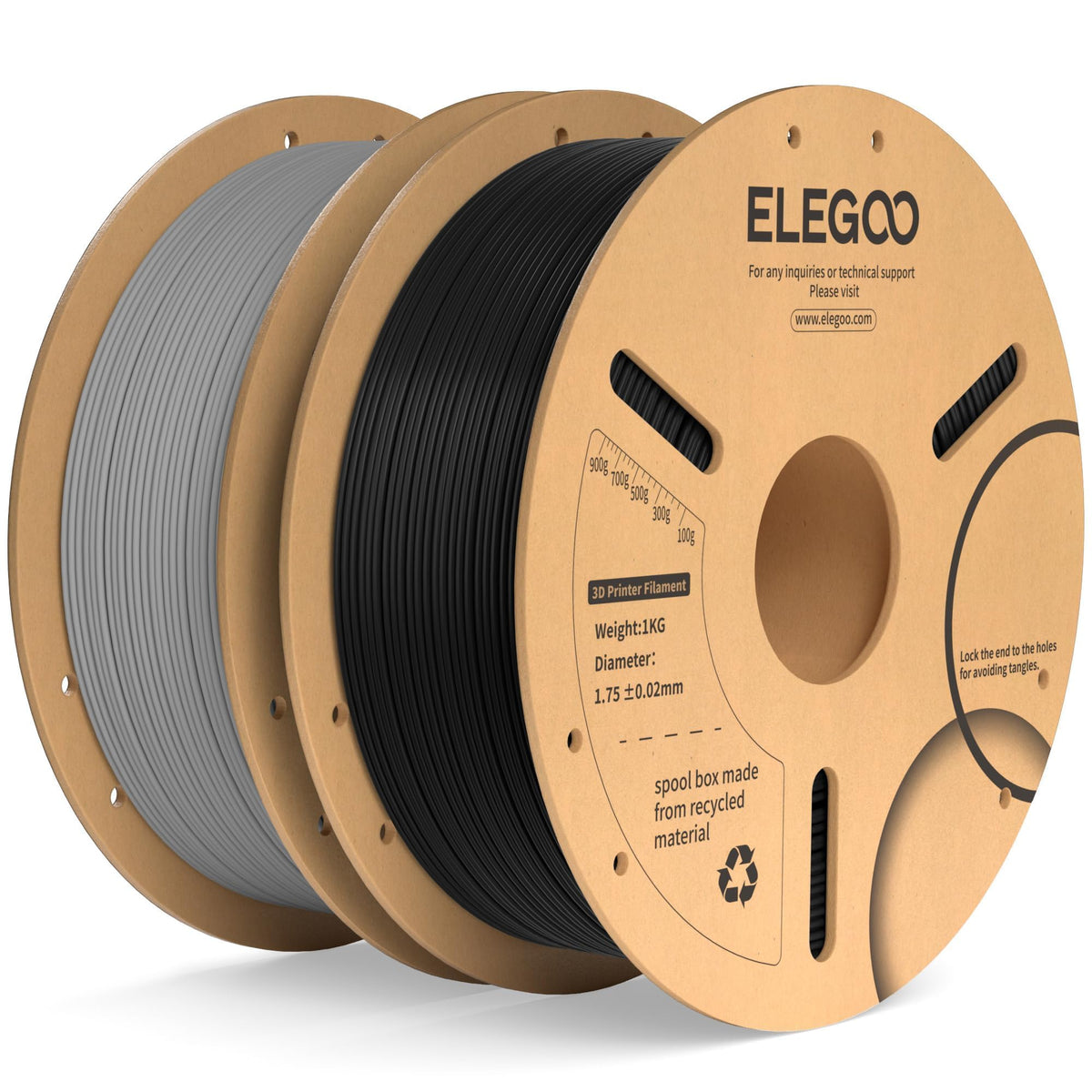 ELEGOO PLA Plus 3D Printer Filament 1.75mm White 2KG, Tougher & Stronger