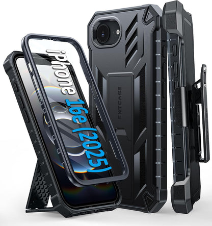 FNTCASE for iPhone 16 Case with Belt Clip and Built-in Screen Protector