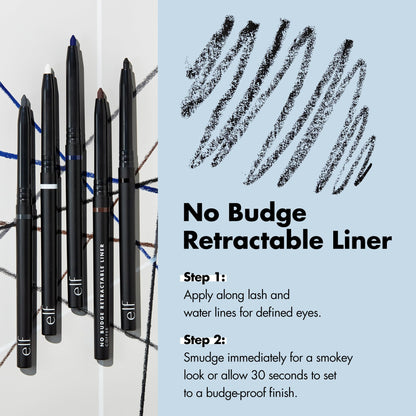 e.l.f. No Budge Retractable Eyeliner, Creamy, Ultra-Pigmented & Waterproof, Creates Bold & Defined Lines, Vegan & Cruelty-Free, Navy
