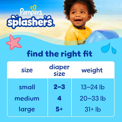 Pampers Splashers Swim Diapers, Size 4, 18 Count, Disposable Swim Diapers, Contains Mess, No Swell