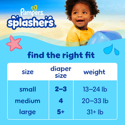 Pampers Splashers Swim Diapers, Size 4, 18 Count, Disposable Swim Diapers, Contains Mess, No Swell