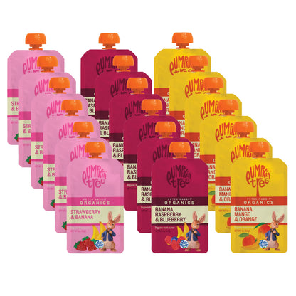 Pumpkin Tree Peter Rabbit Organics, Banana, Mango, and Kale, 4 Squeeze Pouch, Mango, Broccoli & Kale, 4.4 Ounce (Pack of 10)