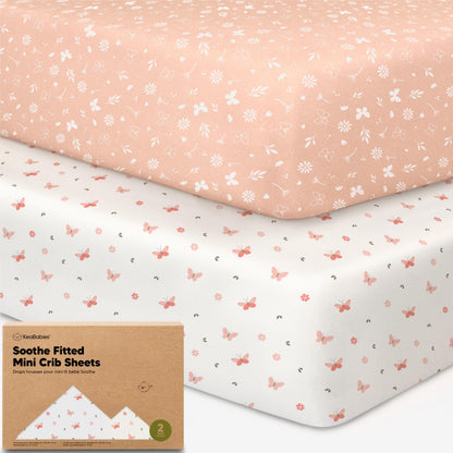 2pk Mini Crib Sheets Fitted 38x26 Pack N Play Mattress Sheet (Bumble Bear)