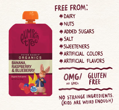 Pumpkin Tree Peter Rabbit Organics, Banana, Mango, and Kale, 4 Squeeze Pouch, Mango, Broccoli & Kale, 4.4 Ounce (Pack of 10)