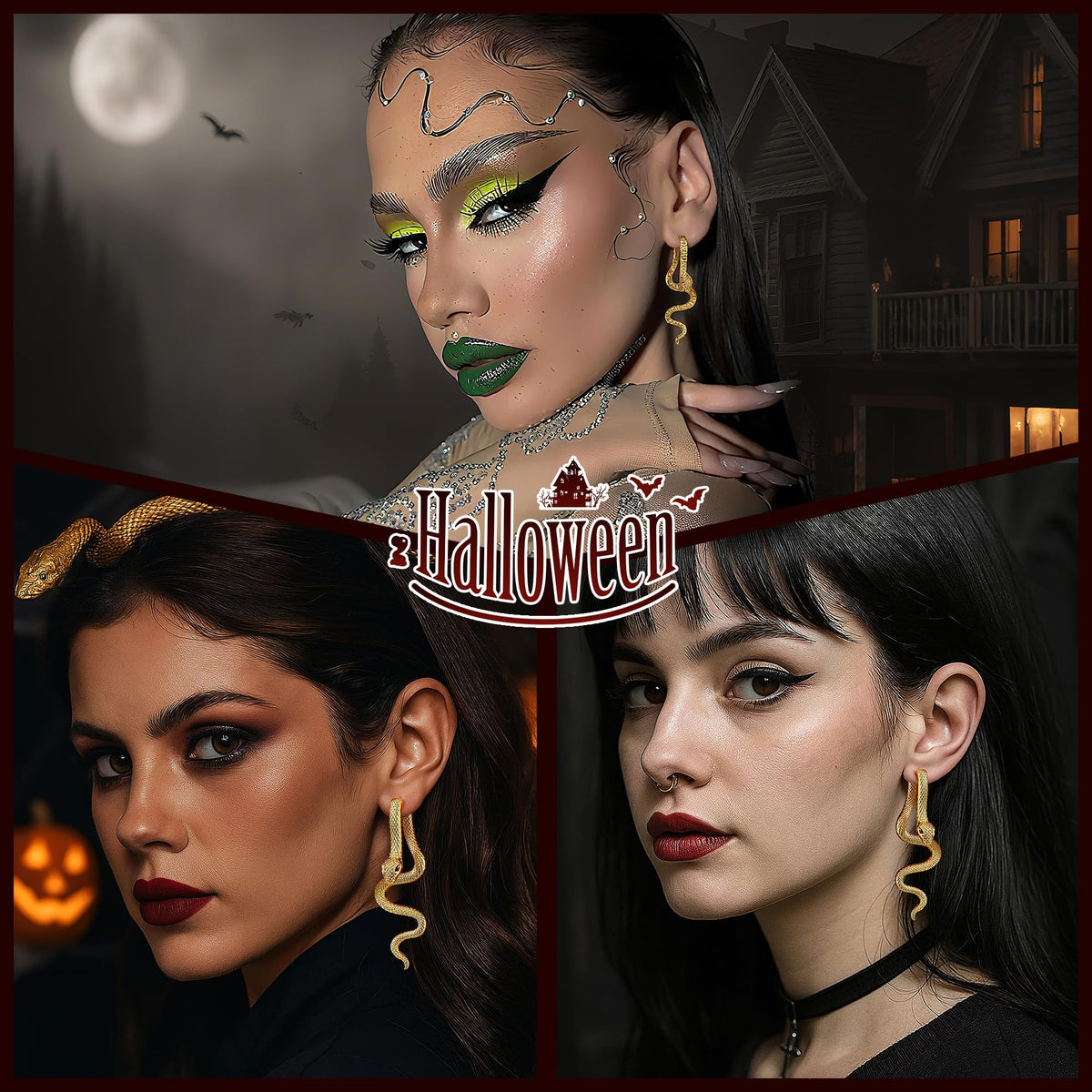 Snake Earrings, Gothic Jewelry Snake Jewelry as Halloween Gifts for Women