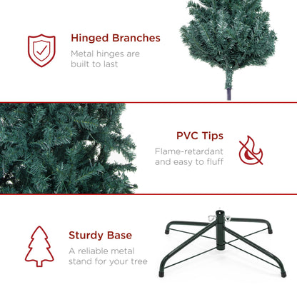 Best Choice Products Artificial Christmas Tree, 6ft Premium Unlit Realistic Spruce Holiday Décor w/Dense Branches, Easy Assembly, Metal Base - Green Spruce