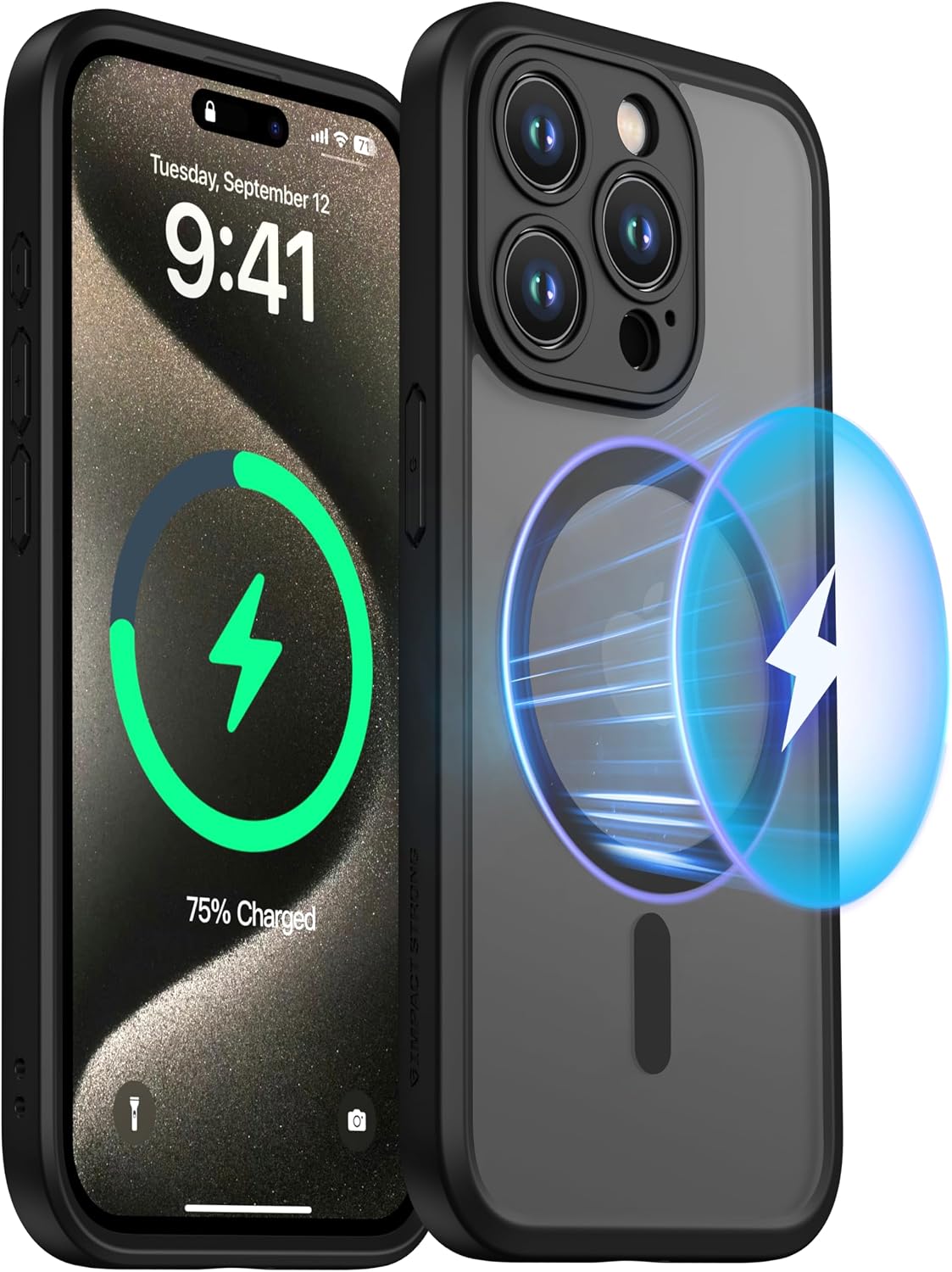 ImpactStrong Magnetic Guard Designed for iPhone 17 Air Case [Camera Protection] [Military Grade Drop Tested] [Compatible with MagSafe] Slim Translucent Matte Phone Case (6.6") - Navy Blue