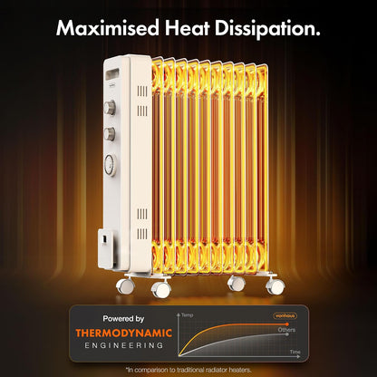 VonHaus Oil Filled Radiator 11 Fins – 2500W, 3 Heat Settings, 24 Hour Timer