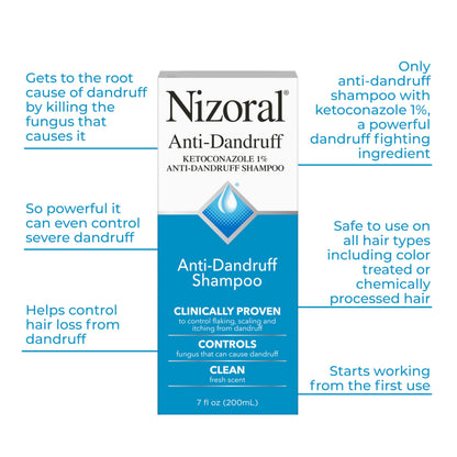 Nizoral Anti-Dandruff Shampoo with 1% Ketoconazole, Fresh Scent, 7 Fl Oz